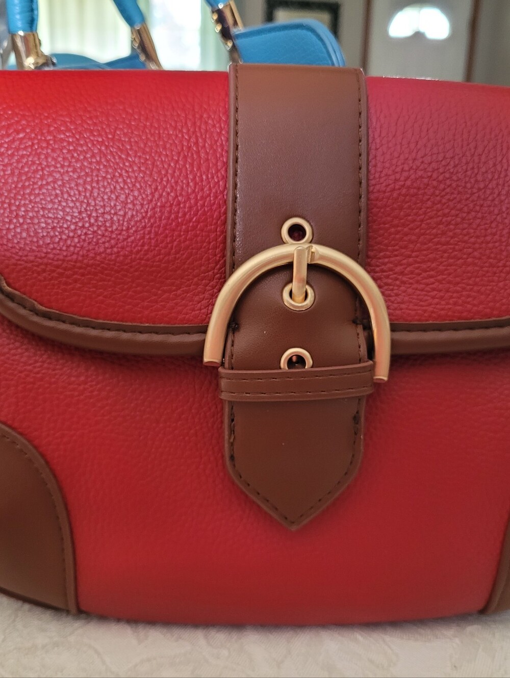 Red Pebble Leather Shoulder Strap